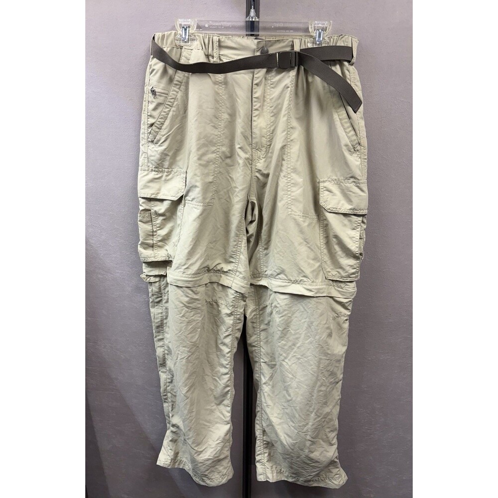 REI Men's L 30L Convertible Hiking Pants Zip Off Cargo Khaki Nylon Belt
